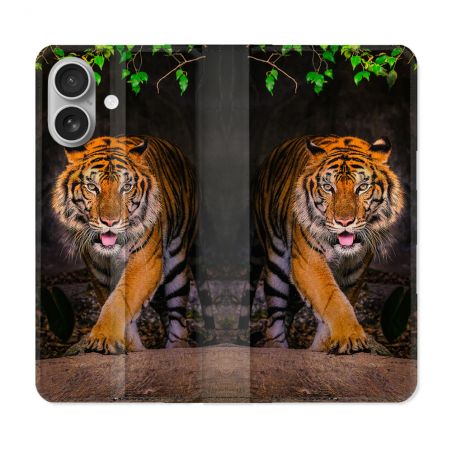 Housse Cuir Portefeuille Pour Samsung Galaxy A06 Animal Tigre Jungle