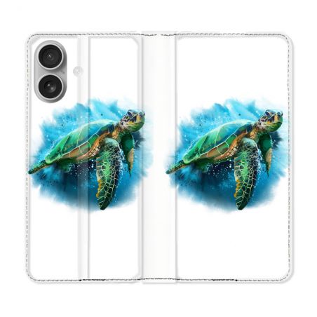 Housse Cuir Portefeuille Pour Samsung Galaxy A06 Animal Tortue Blanche multicolore