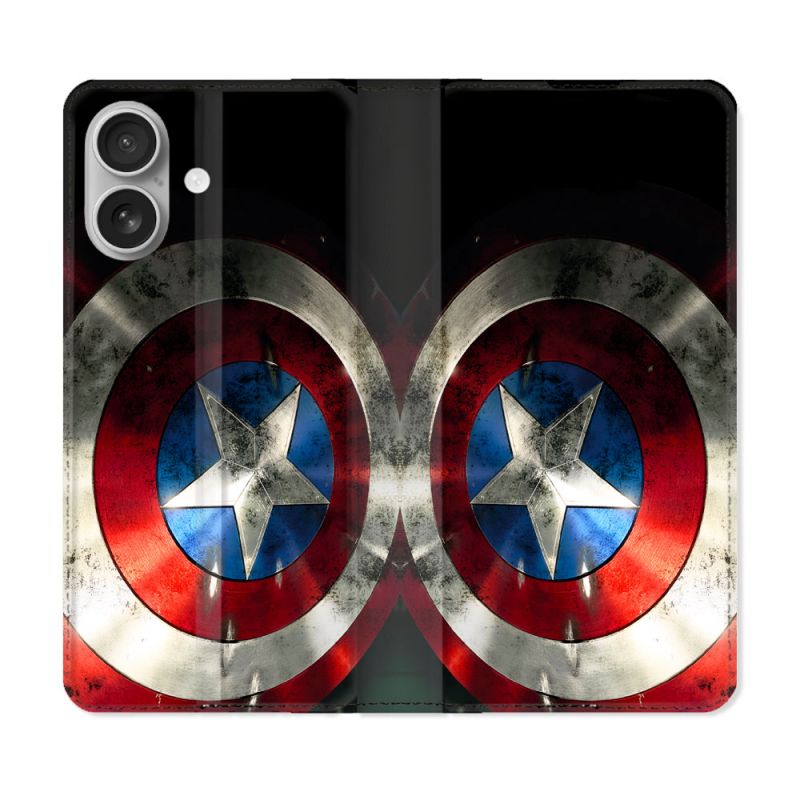 Housse Cuir Portefeuille Pour Samsung Galaxy A06 Captain America Bouclier