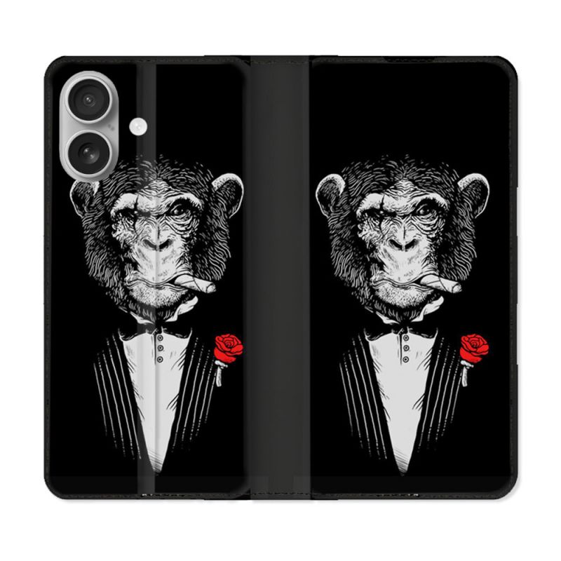 Housse Cuir Portefeuille Pour Samsung Galaxy A06 Decale Singe Mafia