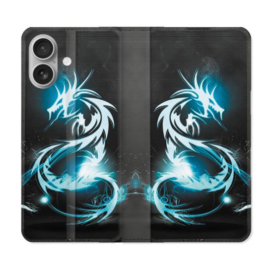 Housse Cuir Portefeuille Pour Samsung Galaxy A06 Fantastique Dragon Bleu