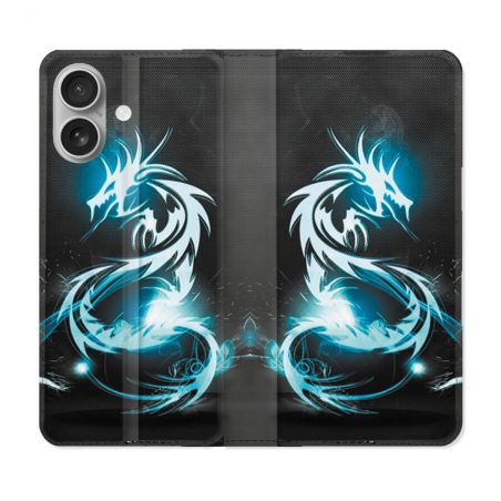 Housse Cuir Portefeuille Pour Samsung Galaxy A06 Fantastique Dragon Bleu