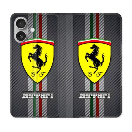 Housse Cuir Portefeuille Pour Samsung Galaxy A06 Ferrari Carbone