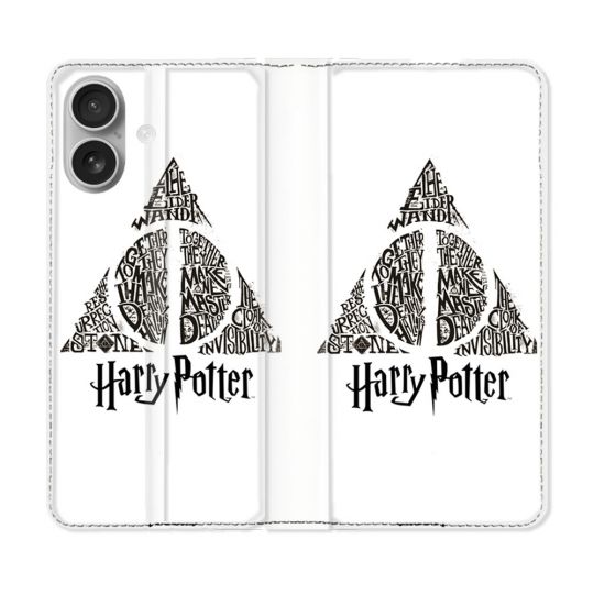Housse Cuir Portefeuille Pour Samsung Galaxy A06 Harry Potter Hollows triangle Blanc