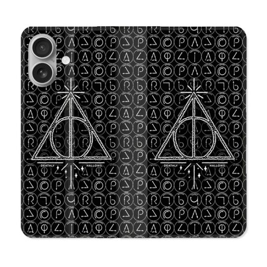 Housse Cuir Portefeuille Pour Samsung Galaxy A06 Harry Potter Hollows Triangle Noir