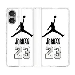 Housse Cuir Portefeuille Pour Samsung Galaxy A06 Jordan 23 Blanc