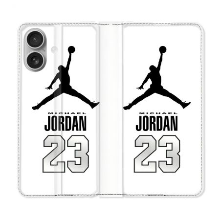 Housse Cuir Portefeuille Pour Samsung Galaxy A06 Jordan 23 Blanc