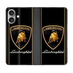 Housse Cuir Portefeuille Pour Samsung Galaxy A06 Lamborghini Carbone