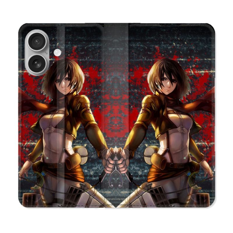 Housse Cuir Portefeuille Pour Samsung Galaxy A06 Manga Attaque Titans Mikasa