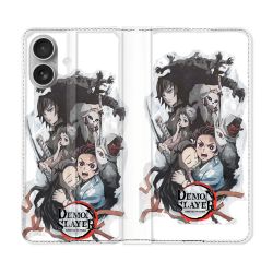 Housse Cuir Portefeuille Pour Samsung Galaxy A06 Manga Demon Slayer Blanc