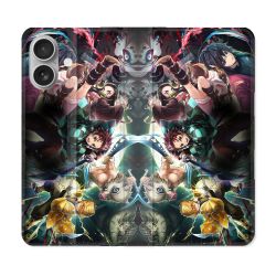 Housse Cuir Portefeuille Pour Samsung Galaxy A06 Manga Demon Slayer Groupe