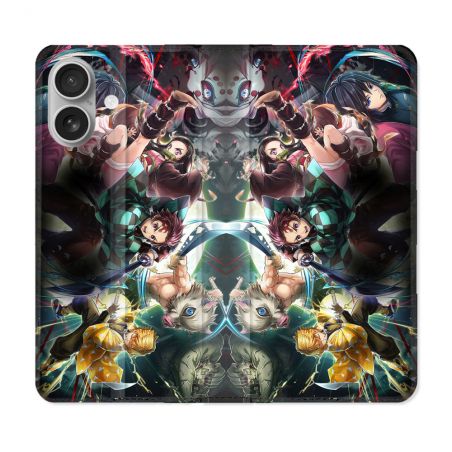 Housse Cuir Portefeuille Pour Samsung Galaxy A06 Manga Demon Slayer Groupe