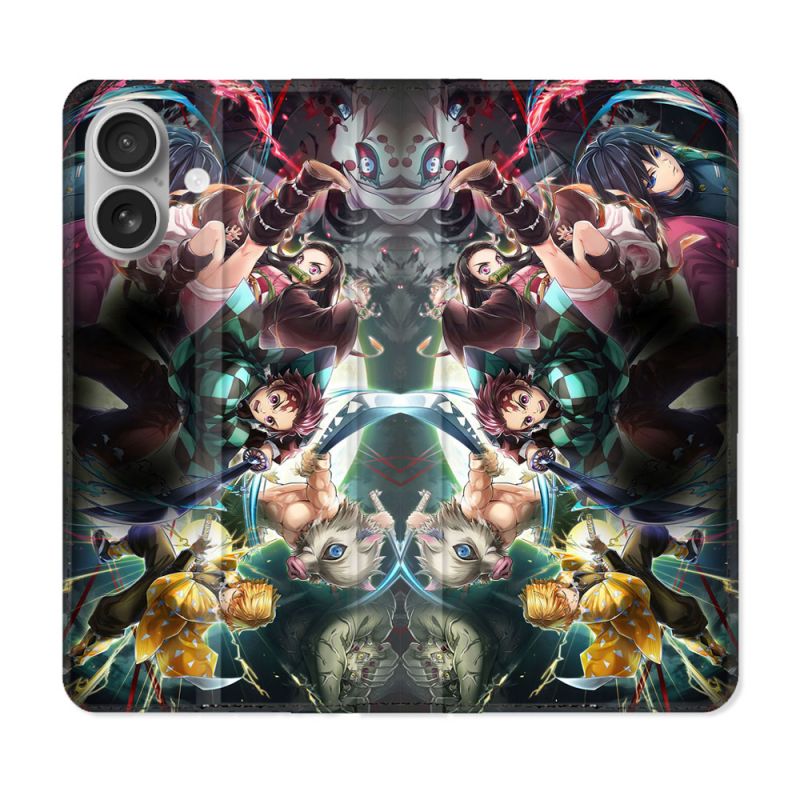 Housse Cuir Portefeuille Pour Samsung Galaxy A06 Manga Demon Slayer Groupe