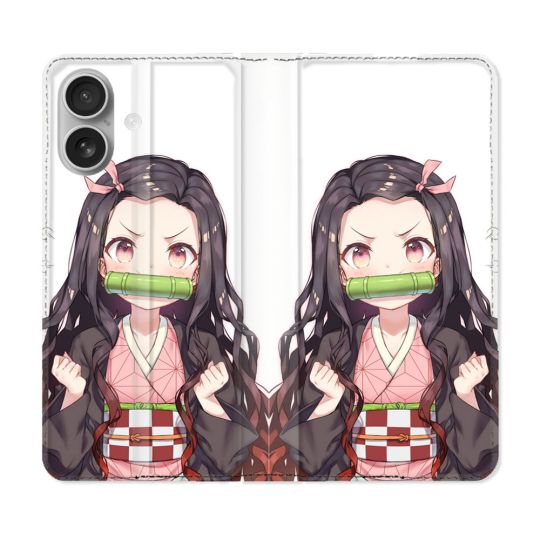 Housse Cuir Portefeuille Pour Samsung Galaxy A06 Manga Demon Slayer Nezuko