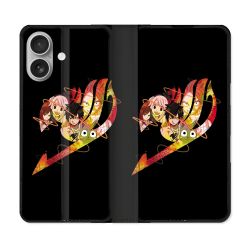 Housse Cuir Portefeuille Pour Samsung Galaxy A06 Manga Fairy Tail Logo Noir