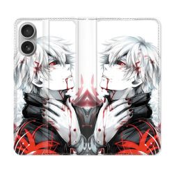 Housse Cuir Portefeuille Pour Samsung Galaxy A06 Manga Tokyo Ghoul Kaneki Blanc