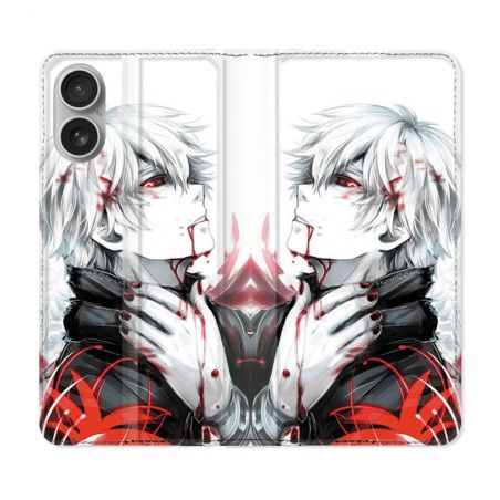 Housse Cuir Portefeuille Pour Samsung Galaxy A06 Manga Tokyo Ghoul Kaneki Blanc