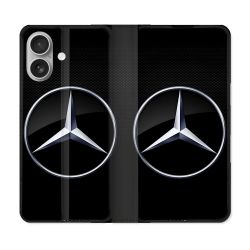 Housse Cuir Portefeuille Pour Samsung Galaxy A06 Mercedes Carbone