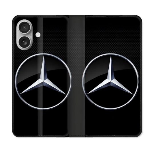 Housse Cuir Portefeuille Pour Samsung Galaxy A06 Mercedes Carbone