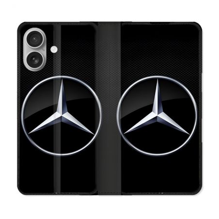 Housse Cuir Portefeuille Pour Samsung Galaxy A06 Mercedes Carbone