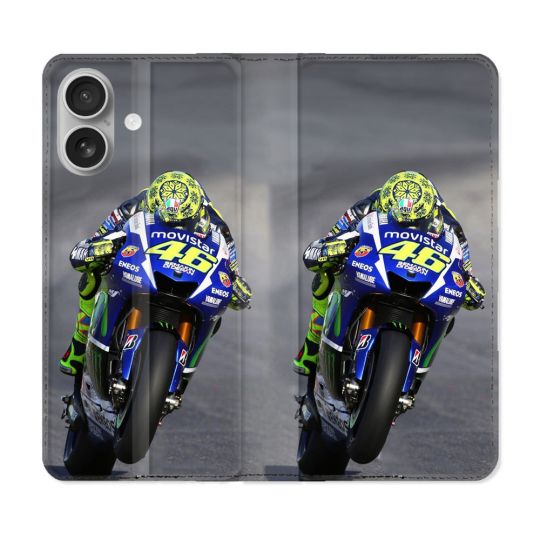 Housse Cuir Portefeuille Pour Samsung Galaxy A06 Moto Course GP Wheeling 46