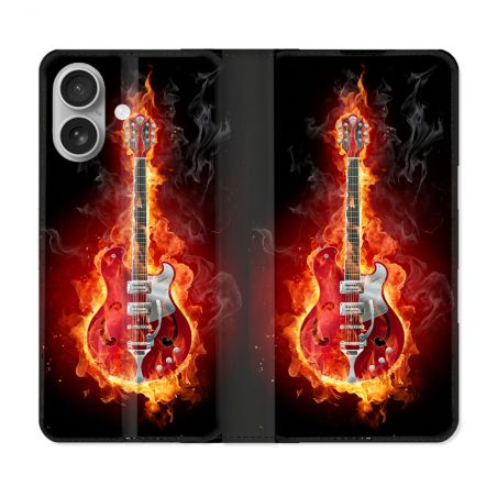 Housse Cuir Portefeuille Pour Samsung Galaxy A06 Musique Guitare Electrique