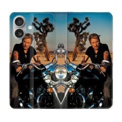 Housse Cuir Portefeuille Pour Samsung Galaxy A06 Musique Johnny Hallyday Moto