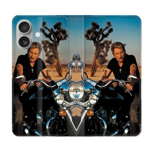 Housse Cuir Portefeuille Pour Samsung Galaxy A06 Musique Johnny Hallyday Moto