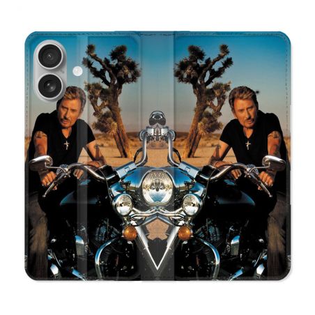 Housse Cuir Portefeuille Pour Samsung Galaxy A06 Musique Johnny Hallyday Moto