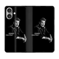 Housse Cuir Portefeuille Pour Samsung Galaxy A06 Musique Johnny Hallyday Noir