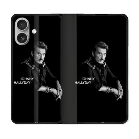 Housse Cuir Portefeuille Pour Samsung Galaxy A06 Musique Johnny Hallyday Noir