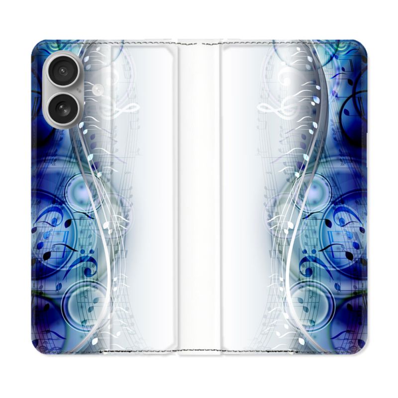 Housse Cuir Portefeuille Pour Samsung Galaxy A06 Musique Partition Vague