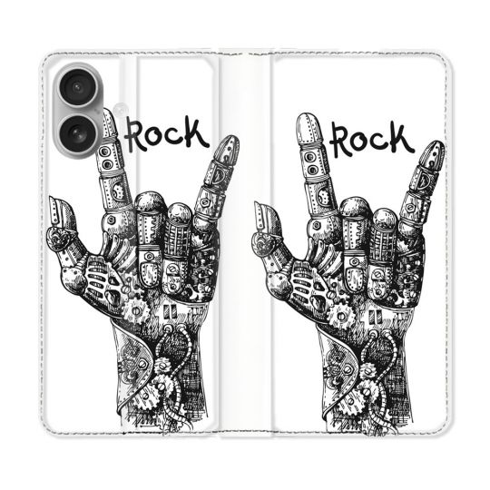 Housse Cuir Portefeuille Pour Samsung Galaxy A06 Musique Rock Main