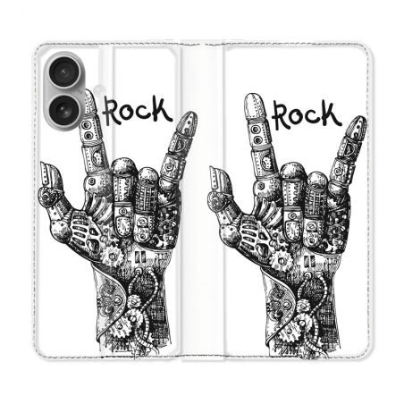 Housse Cuir Portefeuille Pour Samsung Galaxy A06 Musique Rock Main