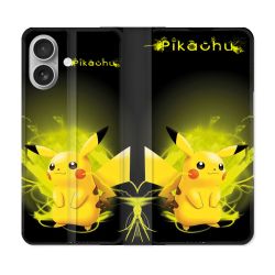 Housse Cuir Portefeuille Pour Samsung Galaxy A06 Pokemon Pikachu Eclair