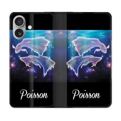 Housse Cuir Portefeuille Pour Samsung Galaxy A06 Signe Zodiaque 2 Poisson
