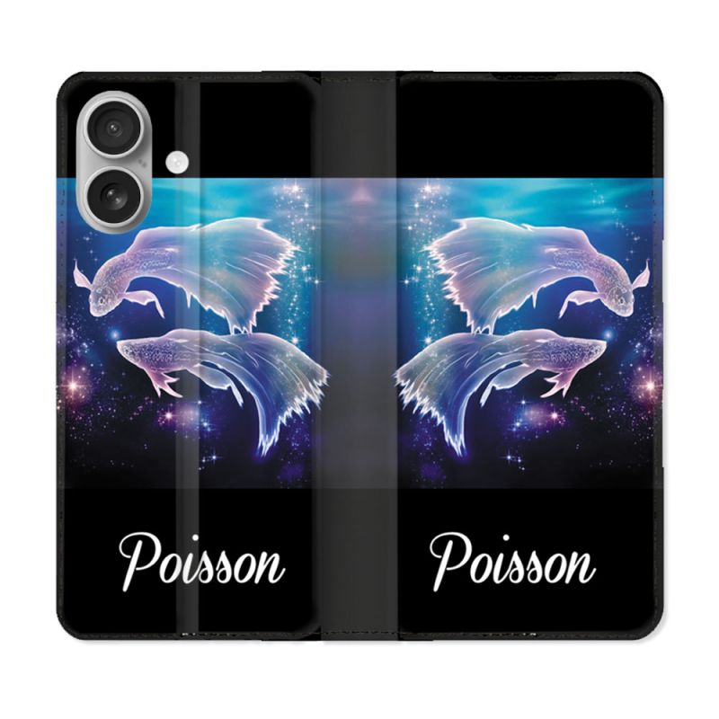 Housse Cuir Portefeuille Pour Samsung Galaxy A06 Signe Zodiaque 2 Poisson