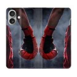 Housse Cuir Portefeuille Pour Samsung Galaxy A06 Sport Boxe Gant Rouge