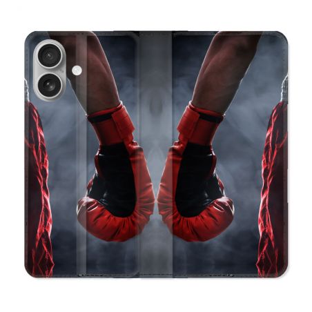 Housse Cuir Portefeuille Pour Samsung Galaxy A06 Sport Boxe Gant Rouge