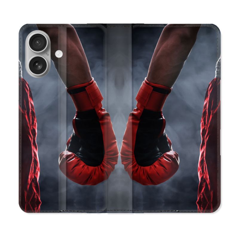 Housse Cuir Portefeuille Pour Samsung Galaxy A06 Sport Boxe Gant Rouge