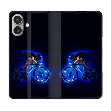 Housse Cuir Portefeuille Pour Samsung Galaxy A06 Sport Cyclisme Bleu