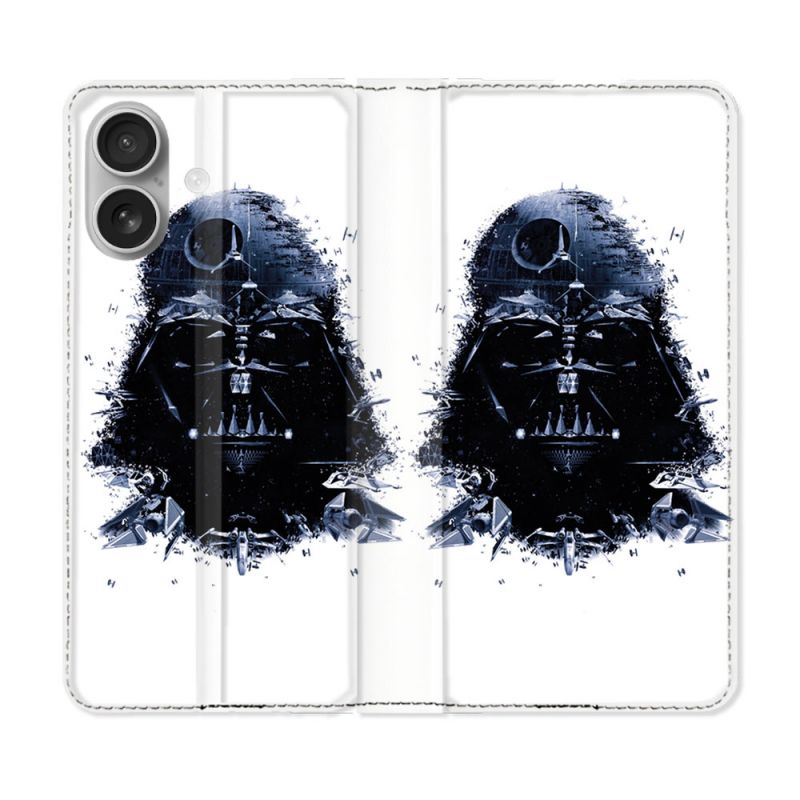 Housse Cuir Portefeuille Pour Samsung Galaxy A06 Star Wars - Dark Vador Blanc