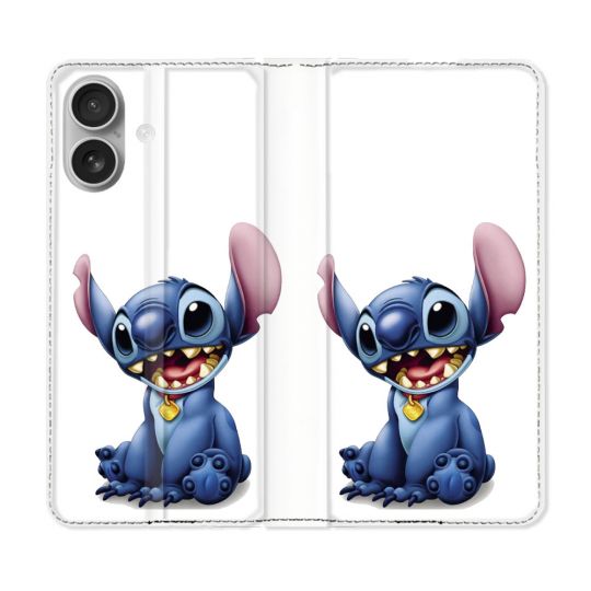 Housse Cuir Portefeuille Pour Samsung Galaxy A06 Stitch Blanc