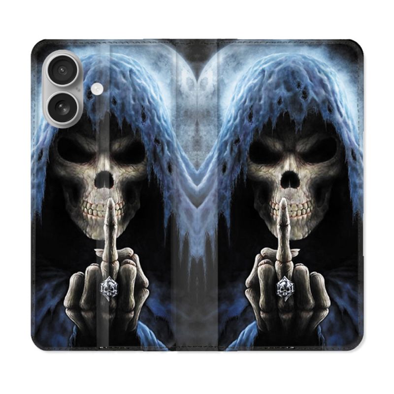 Housse Cuir Portefeuille Pour Samsung Galaxy A06 Tete de Mort Doigt