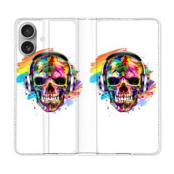 Housse Cuir Portefeuille Pour Samsung Galaxy A06 Tete de Mort Tag