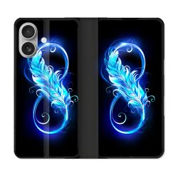 Housse Cuir Portefeuille Pour Samsung Galaxy A06 Texture Plume Infini Bleu