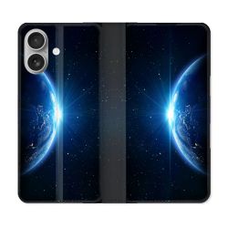 Housse Cuir Portefeuille Pour Samsung Galaxy A06 Univers Planete Terre