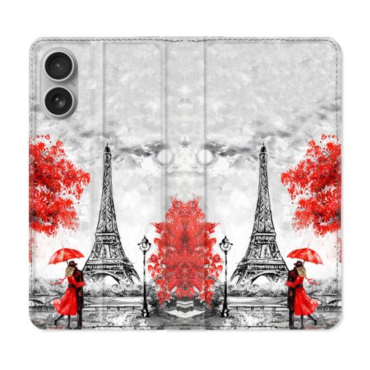 Housse Cuir Portefeuille Pour Samsung Galaxy A06 Voyage France Paris Rouge