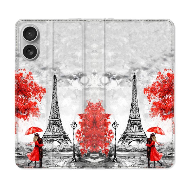 Housse Cuir Portefeuille Pour Samsung Galaxy A06 Voyage France Paris Rouge