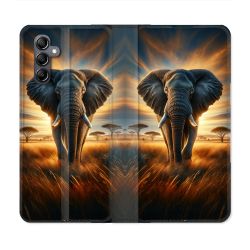 Housse Cuir Portefeuille Pour Samsung Galaxy A16 5G Animal Elephant Savane